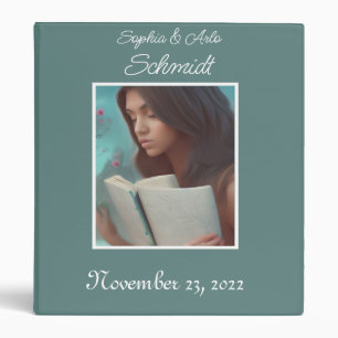 Elegant Sage Green and Blush Personalized Wedding 3 Ring Binder