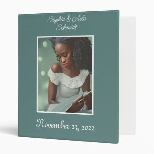 Elegant Sage Green and Blush Personalized Wedding 3 Ring Binder