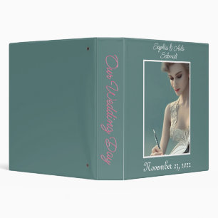 Elegant Sage Green and Blush Personalized Wedding 3 Ring Binder