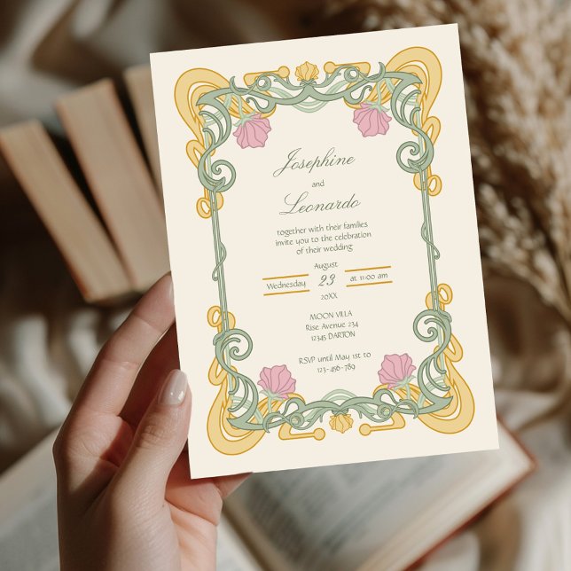 Elegant Sage Green and Gold Art Nouveau Invite (Creator Uploaded)