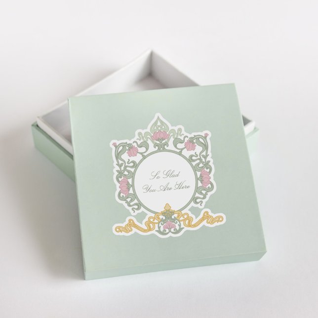 Elegant Sage Green and Gold Art Nouveau Sticker (Creator Uploaded)