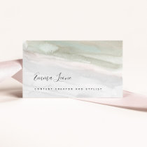 Elegant Sage Green and Gray Watercolor Business Card