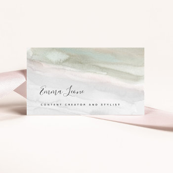 Elegant Sage Green And Gray Watercolor Business Card by christine592 at Zazzle