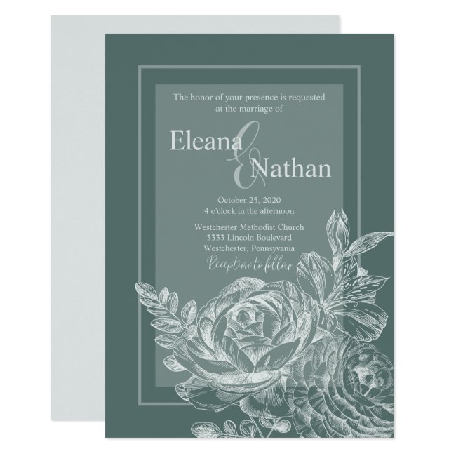 Elegant Sage Green and Soft White Floral Wedding Invitation