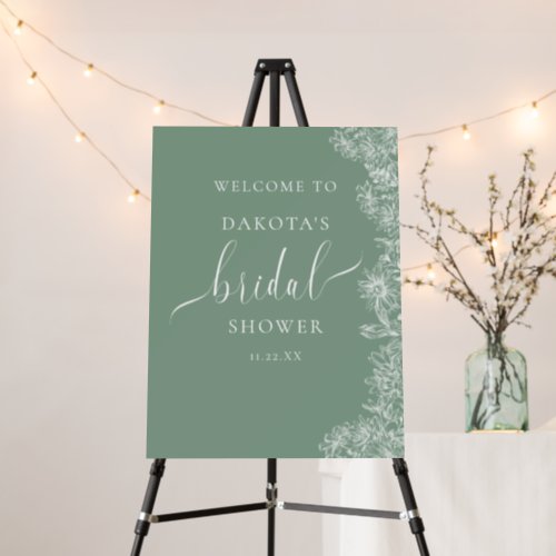 Elegant Sage Green and White Floral Bridal Shower Foam Board