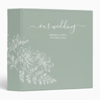 Elegant Sage Green and White Script Wedding 3 Ring