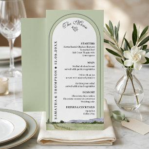 Elegant Sage Green Arch Minimalist Wedding Menu Ca