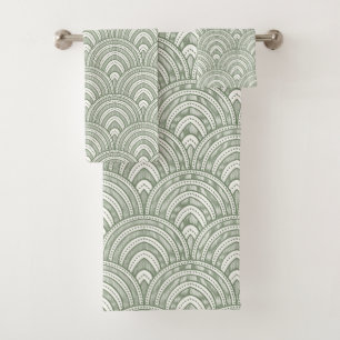 Elegant Sage Green Arches Bath Towel Set