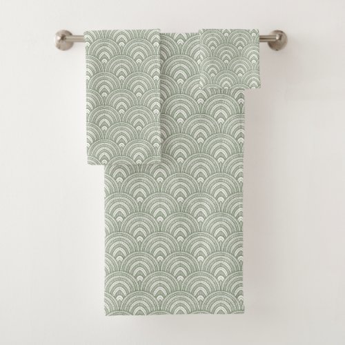 Elegant Sage Green Arches Bath Towel Set