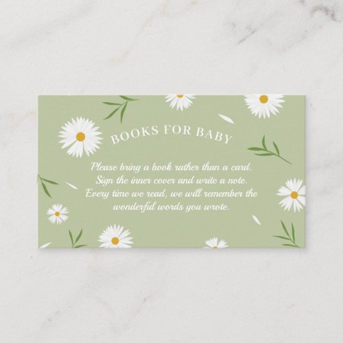 Elegant Sage Green Baby Shower Books For Baby Enclosure Card