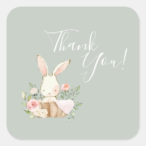 Elegant Sage Green Baby Thank You Baby Shower  Square Sticker