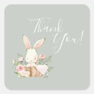 Elegant Sage Green Baby Thank You Baby Shower Square Sticker