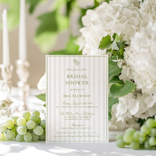 Elegant Sage Green & Beige Bridal Shower Invitation