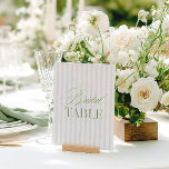 Elegant Sage Green & Beige Bridal Table Number<br><div class="desc">This elegant table number features a soft beige striped background with refined sage green serif typography and subtle script accents. Designed for garden weddings, refined receptions, and timeless outdoor celebrations. Coordinates with the “Iris” Wedding Invitation Collection — click the collection link on this page to find matching items like menus,...</div>