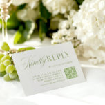 Elegant Sage Green & Beige QR Code RSVP Card<br><div class="desc">This refined RSVP card features sage green serif typography with a flowing script accent and a QR code for guests to respond online. Ideal for modern weddings that blend timeless elegance with digital convenience. Includes space for your wedding website and a deadline for replies. Perfect for formal garden weddings, summer...</div>