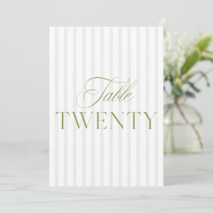 Elegant Sage Green & Beige Wedding 20 Table Number