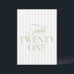 Elegant Sage Green & Beige Wedding 21 Table Number<br><div class="desc">This elegant table number features a soft beige striped background with refined sage green serif typography and subtle script accents. Designed for garden weddings, refined receptions, and timeless outdoor celebrations. Coordinates with the “Iris” Wedding Invitation Collection — click the collection link on this page to find matching items like menus,...</div>