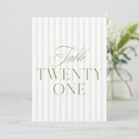 Elegant Sage Green & Beige Wedding 21 Table Number