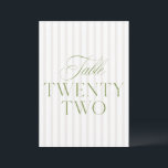 Elegant Sage Green & Beige Wedding 22 Table Number<br><div class="desc">This elegant table number features a soft beige striped background with refined sage green serif typography and subtle script accents. Designed for garden weddings, refined receptions, and timeless outdoor celebrations. Coordinates with the “Iris” Wedding Invitation Collection — click the collection link on this page to find matching items like menus,...</div>