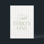 Elegant Sage Green & Beige Wedding 31 Table Number<br><div class="desc">This elegant table number features a soft beige striped background with refined sage green serif typography and subtle script accents. Designed for garden weddings, refined receptions, and timeless outdoor celebrations. Coordinates with the “Iris” Wedding Invitation Collection — click the collection link on this page to find matching items like menus,...</div>