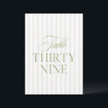 Elegant Sage Green & Beige Wedding 39 Table Number<br><div class="desc">This elegant table number features a soft beige striped background with refined sage green serif typography and subtle script accents. Designed for garden weddings, refined receptions, and timeless outdoor celebrations. Coordinates with the “Iris” Wedding Invitation Collection — click the collection link on this page to find matching items like menus,...</div>