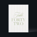 Elegant Sage Green & Beige Wedding 42 Table Number<br><div class="desc">This elegant table number features a soft beige striped background with refined sage green serif typography and subtle script accents. Designed for garden weddings, refined receptions, and timeless outdoor celebrations. Coordinates with the “Iris” Wedding Invitation Collection — click the collection link on this page to find matching items like menus,...</div>