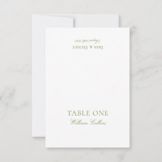 Elegant Sage Green & Beige Wedding Place Card