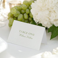 Elegant Sage Green & Beige Wedding Place Card