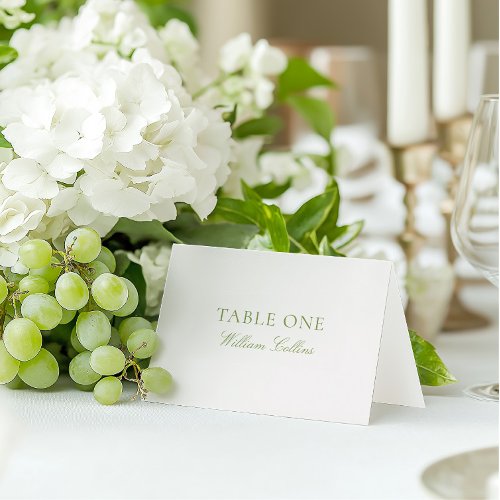 Elegant Sage Green & Beige Wedding Place Card