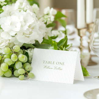 Elegant Sage Green & Beige Wedding Place Card