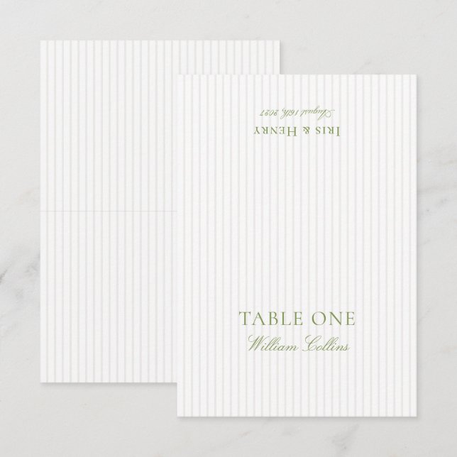 Elegant Sage Green & Beige Wedding Place Card (Front/Back)