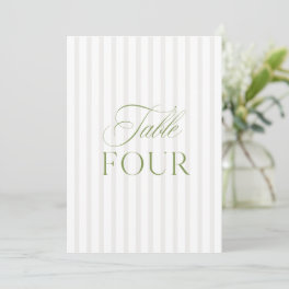 Elegant Sage Green & Beige Wedding Table Number