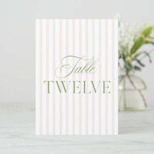 Elegant Sage Green & Beige Wedding Table Number