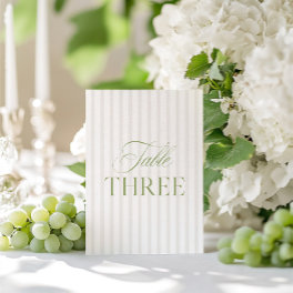 Elegant Sage Green & Beige Wedding Table Number