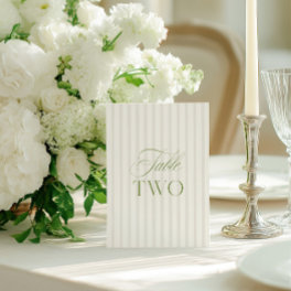 Elegant Sage Green & Beige Wedding Table Number