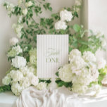 Elegant Sage Green & Beige Wedding Table Number<br><div class="desc">This elegant table number features a soft beige striped background with refined sage green serif typography and subtle script accents. Designed for garden weddings, refined receptions, and timeless outdoor celebrations. Coordinates with the “Iris” Wedding Invitation Collection — click the collection link on this page to find matching items like menus,...</div>