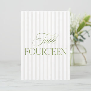 Elegant Sage Green & Beige Wedding Table Number