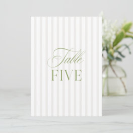Elegant Sage Green & Beige Wedding Table Number