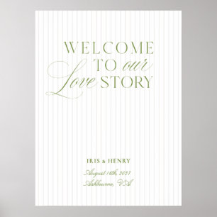 Elegant Sage Green & Beige Wedding Welcome Sign
