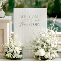 Elegant Sage Green & Beige Wedding Welcome Sign