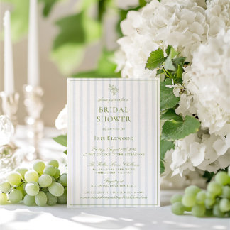 Elegant Sage Green & Blue Bridal Shower Invitation