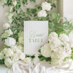Elegant Sage Green & Blue Bridal Table Number<br><div class="desc">This elegant table number features a soft blue striped background with refined sage green serif typography and subtle script accents. Designed for garden weddings, refined receptions, and timeless outdoor celebrations. Coordinates with the “Iris” Wedding Invitation Collection — click the collection link on this page to find matching items like menus,...</div>