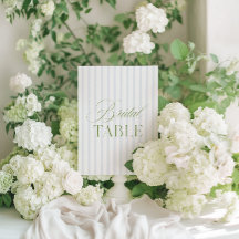 Elegant Sage Green & Blue Bridal Table Number
