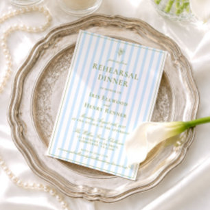 Elegant Sage Green & Blue Rehearsal Dinner Invitation
