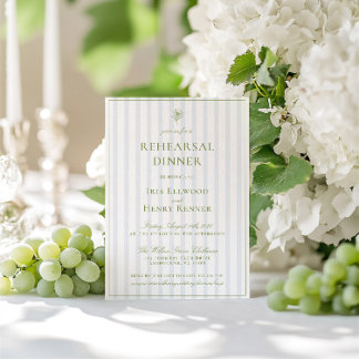 Elegant Sage Green & Blue Rehearsal Dinner Invitation
