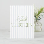Elegant Sage Green &amp; Blue Wedding 13 Table Number