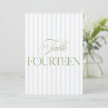 Elegant Sage Green &amp; Blue Wedding 14 Table Number