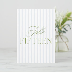 Elegant Sage Green & Blue Wedding 15 Table Number