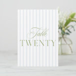 Elegant Sage Green &amp; Blue Wedding 20 Table Number