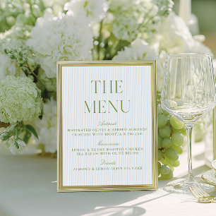 Elegant Sage Green & Blue Wedding Menu Sign